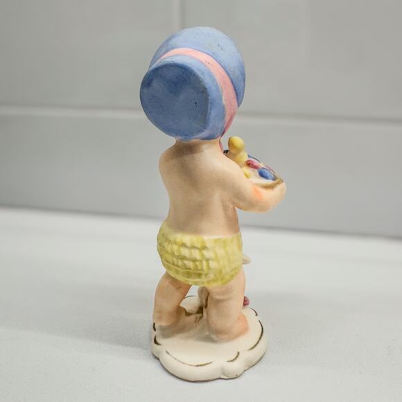 1962 Vintage NAPCO April Calendar Cutie Baby Girl w/ Basket, 5.5”, Item #IC-5764 - Picture 6 of 9